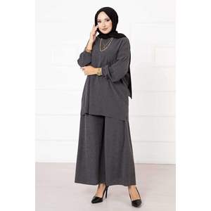 ชุดผ้าลูกฟูกสองชิ้นผ้าลูกฟูกแอนทราไซต์ลำลองของผู้หญิงเสื้อทรงผอมและล่างพร้อมโลโก้ที่กำหนดเองสำหรับฤดูใบไม้ร่วง - Product Image 4