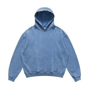 Vente en gros 350GSM sweats à capuche en coton délavé à l'acide pour hommes sweats à capuche vintage surdimensionnés avec impression en relief - Product Image 1