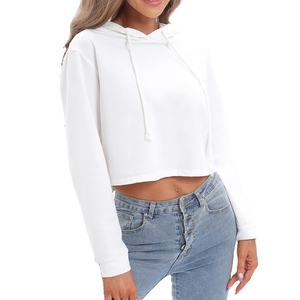 Sweat à capuche court pour femme, design d'usine, hiver, logo frontal, 100% coton, polaire, prix bas, en vente - Product Image 1