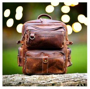 Mochila deportiva de cuero de vaca Unisex impermeable personalizada de Color antiguo Natural para mujeres/hombres-bolsa de viaje de cuero genuino - Product Image 1