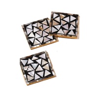 Ensemble de sous-verres en nacre écologiques faits à la main de luxe pour la décoration de la maison Sous-verres ronds personnalisés Boîte cadeau