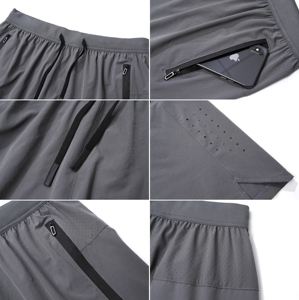 Men's Athletic Workout Gym <b>Shorts</b> Breathable Quick Drying Drawstring Running <b>Shorts</b> <b>with</b> <b>Zipper</b> <b>Pockets</b> - Product Image 3