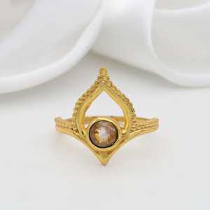 แหวนแลบราโดไรต์สำหรับผู้หญิงทันสมัยแหวนทองเหลืองประดับอัญมณีสวยงามแหวนสำหรับงานครบรอบงานปาร์ตี้ชุบทอง18K - Product Image 6