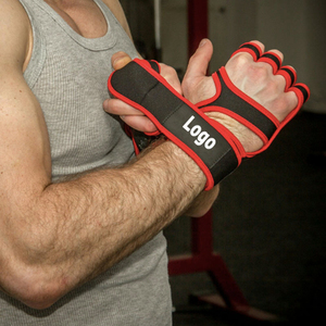 Guantes de neopreno de medio dedo para levantamiento de pesas con correa de muñeca ajustable para entrenamiento en el gimnasio, unisex - Product Image 4