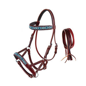 Bride de cheval en cuir fantaisie avec forme anatomique et bride de cheval en cuir réglable rembourrée en gros en cuir véritable - Product Image 2