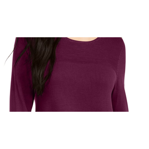 Alfani Pull tunique à manches longues pour femme, couleur marron-noir, col rond, taille S - Product Image 3
