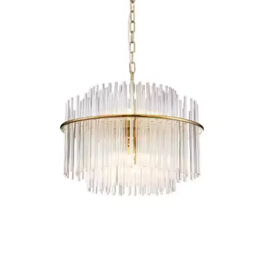 โคมไฟระย้ากลมสีทองหรูหราปรับความสูงได้โคมไฟระย้าแท่งแก้วโคมไฟเพดาน G9สำหรับห้องนั่งเล่นรับประทานอาหาร Luxe condo - Product Image 1