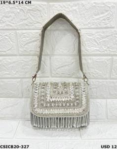 Designer Handmade Stone Beaded Evening <b>Clutch</b> Bag Women <b>Clutch</b> Bags Bridal/Wedding/Partywear <b>Pearl</b> <b>Clutch</b> Bags - Product Image 6