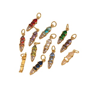 926 plata Multi forma granate cuarzo piedra preciosa encanto colgante-chapado en oro joyería-Colgante hecho a mano - Product Image 4