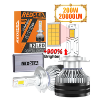 Phare LED REDSEA R2 haute puissance 200W 20000LM H4, faisceau haut et bas, Canbus, ampoule de phare LED H1 H4 H7 H11 H13 Hb3 Hb4 9005 9006