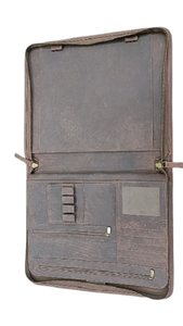 2022 mới tùy chỉnh thực hiện chính hãng Da đa tiện ích tài liệu thư mục dây kéo cá nhân màu nâu sẫm trình bày <span class=keywords><strong>padfolio</strong></span>/Chất kết dính - Product Image 6