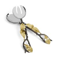 Juego de servidor de ensalada de acero inoxidable con acabado dorado con elegancia artística, perfecto para hogares modernos o eventos profesionales