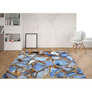 Tapis en marbre bleu et or : Tapis brillant antidérapant, tapis fin non tissé - Product Image 4