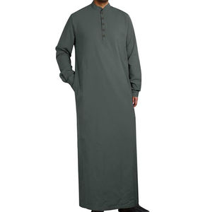 Thobes Omani pour hommes de haute qualité, en coton respirant, personnalisé, style islamique premium, pour le Ramadan, le Hajj et l'Aïd, col montant, broderie aux chevilles, longueur longue, 2025 - Product Image 2