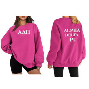 Sudadera extragrande de cuello redondo para mujer con logotipo personalizado, sudadera ecológica de lana de algodón puro, ropa griega para la universidad de invierno - Product Image 4