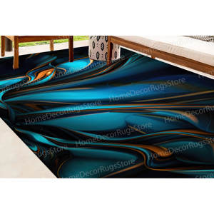 Printed <b>Rug</b>: Abstract Blue And Orange Art <b>Rug</b>, Modern, Colorful, Personalized,With Pile Soft <b>Rug</b> - Product Image 5