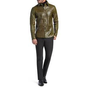 Nouvelle arrivée de chemises en cuir décontractées pour hommes, design unique avec logo personnalisé, respirantes et fabriquées au Pakistan - Product Image 4