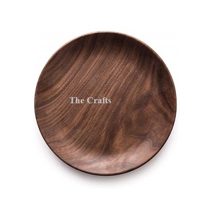 Assiette de présentation ronde en bois de qualité supérieure pour événements de mariage et utilisation hôtelière - Product Image 2