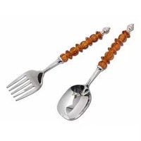 Crafts Village Traditionelles Design Silber Edelstahl Salatbesteck-Set für Zuhause Hochzeit Essen-Umweltfreundlich Spülmaschinenfest