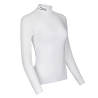 Chemise de concours équestre pour femme, nouvelle collection, design attrayant, personnalisable, en tissu polyester, manches longues, fermeture éclair.