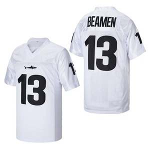 Jersey de fútbol americano cualquier domingo Miami Shark 13 BEAMEN costura bordado deportes al aire libre malla ventilación negro blanco - Product Image 6
