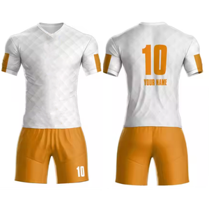 ชุดเสื้อฟุตบอลพิมพ์ลายแบบถ่ายเทความร้อนชุดเสื้อฟุตบอลสีโพลีเอสเตอร์แบบกำหนดเองสำหรับชายและหญิง100% ยืดป้องกันแบคทีเรีย - Product Image 4