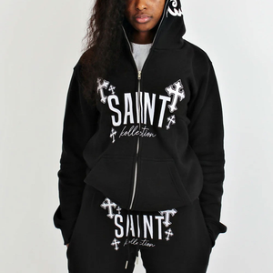 Fabricants d'usine, sweats à capuche avec fermeture éclair pour hommes, sweats à capuche avec fermeture éclair, vêtements streetwear lourds, logo personnalisé, impression bouffante 3D, capuche pour hommes - Product Image 4