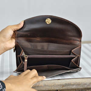 Premium Quality Western Luxury Genuine Cowhide <b>Leather</b> Wallet Floral Hand <b>Tooled</b> Wristlet Long Length Clutch Purse Gift For Her - Product Image 2