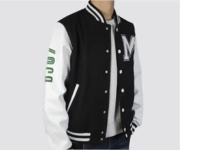 Veste universitaire pour hommes grande taille, broderie de logo personnalisée, laine/polyester, veste décontractée d'hiver, vente en gros - Product Image 6