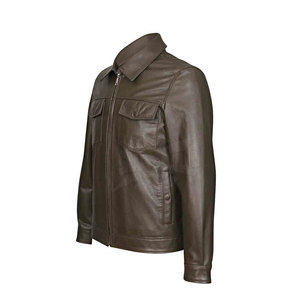 Veste en cuir fine de qualité supérieure à col montant, chaude et confortable pour homme, vente en ligne - Product Image 2