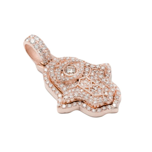 Colgante de diamante natural de oro de 14 quilates con ajuste pavimentado elegante de joyería fina colgante de diamante fino con encanto personalizado de Hamsa - Product Image 6