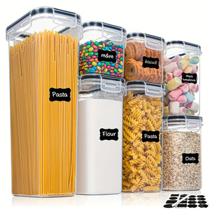 Wholesale Modern Design Airtight Plastic 7-Piece Pack Canister Set <b>Kitchen</b> Organizer Pantry Food <b>Storage</b> Containers with Lids - Product Image 6