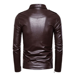 Chaqueta de Cuero Estilo Brando con Puños y Cintura Acanalados para una Moda Urbana Atemporal - Product Image 2