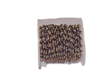 Silver Plated Purple Pyrite 3-4 mm Glass Beads Rondelle <b>Rosary</b> Chain, brass Wire Beaded Chain for Jewelry Making Finding - Product Image 1