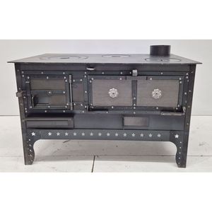 Poêle de cuisine Dorello Black Sea avec foyer en verre et poêle à granulés de bois pour le chauffage au bois - Product Image 1