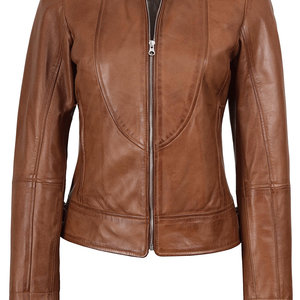 Chaqueta de Cuero para Mujer con Cierre Frontal, Cuello Alto, Múltiples Bolsillos, Mangas Largas, Transpirable, con Logotipo Personalizado e Impresión - Product Image 4