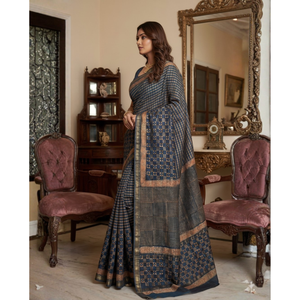 Chal étnico Chanderi con blusa y sari con estampado digital - Product Image 2