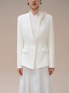 Blazers de manga larga para mujer, chaqueta sin cuello de un solo pecho, ropa de invierno para mujer, Whiteant Vietnam, 2024 - Product Image 5