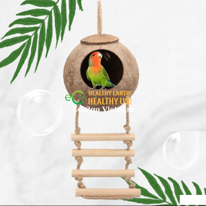 Casa de pájaro de coco de diseño personalizado, Nido de Pájaro de coco, carcasa de coco para pájaros con escalera colgante en Vietnam - Product Image 6