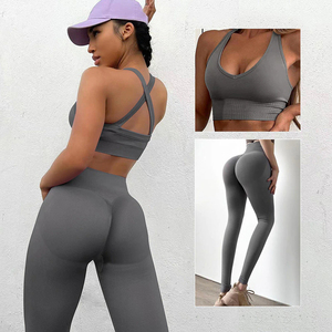 Conjunto de Yoga de sublimación sin costuras de etiqueta privada para mujer, gran oferta, servicios OEM, ropa de gimnasio, entrenamiento, mallas y conjuntos de sujetador para mujer - Product Image 4