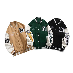 Chaqueta de cuero de lana Vintage de alta calidad para hombre, fina, para invierno, Otoño, béisbol, estilo universitario, decoración bordada de primavera - Product Image 1