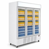 Réfrigérateur à vitres pour exposition, refroidi par air commercial avec étagères réglables