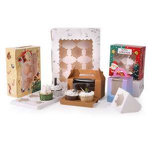 Boîtes à gâteaux avec Inserts et fenêtre tenant 6 petits gâteaux boîtes à gâteaux de boulangerie Kraft pâtisserie pour biscuits - Product Image 4