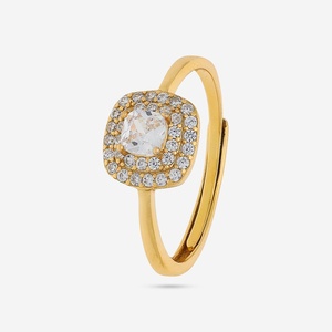 Bague de fiançailles tendance en forme de chiffre plaqué or rose et rhodium, sertie de griffes en or blanc - Argent 92,5 - Product Image 1