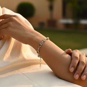 Bracelet en argent 925 avec pierre verte et perle pour femmes, classique, religieux, à porter tous les jours, cadeau, bracelets sertis de diamants - Product Image 2