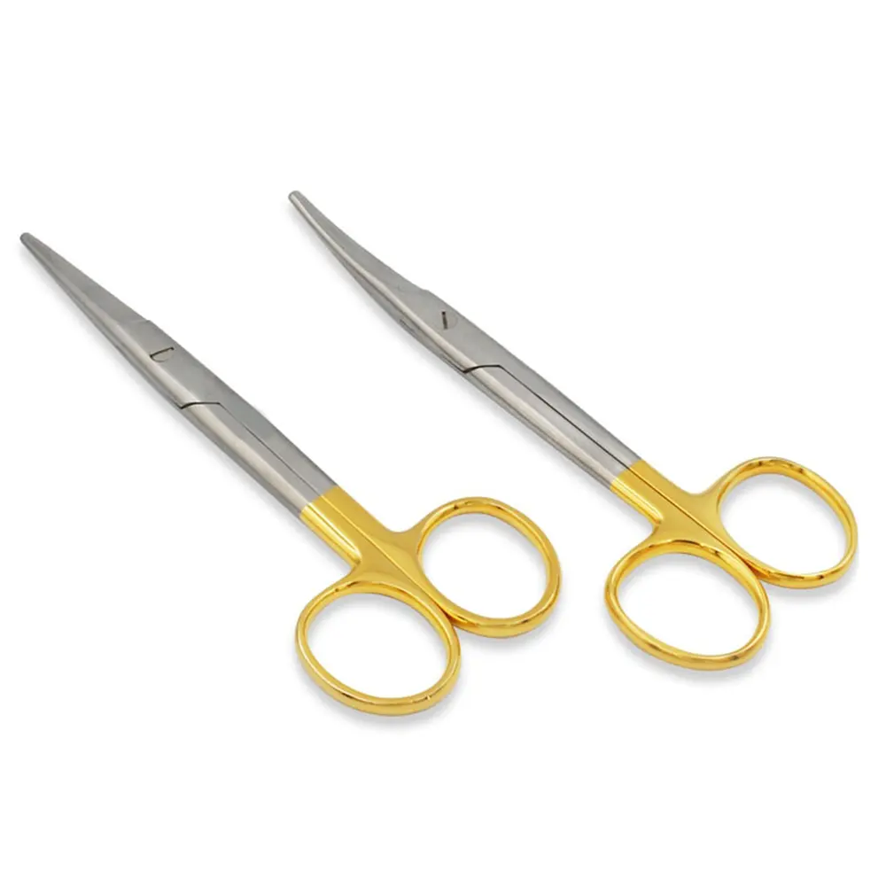 Tesoura Metzenbaum profissional, instrumentos médicos cirúrgicos retos e curvos de 6" Blunt/Blunt