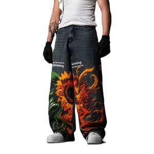 Pantalones Vaqueros de Mezclilla para Hombre, Diseño Personalizado con Logotipo, Estilo Desgastado, Estampado Ligero, Moda Urbana, Venta al Por Mayor, Estilo High Street - Product Image 1