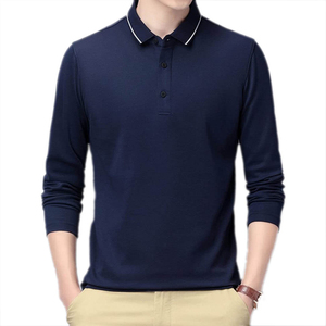 New Arrival Men's 100% Cotton for Polo T-<b>Shirt</b> High Quality Full <b>Sleeve</b> Breathable Knitted Fabric with Custom Logo Solid Pattern - Product Image 5