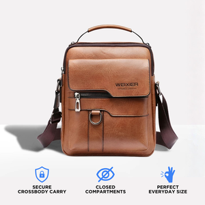 Sac bandoulière antivol en cuir avec élégante décoration en lettres - Product Image 5