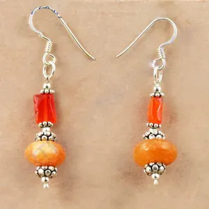 Boucles d'oreilles pendantes en améthyste orange avec perle d'eau douce, argent sterling 925, pendentif en or 18 carats, boucles d'oreilles pendantes pour femmes - Product Image 2